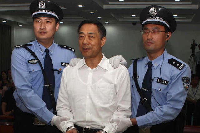 Fallen star Bo Xilai in court, in September last year; he was given a life sentence