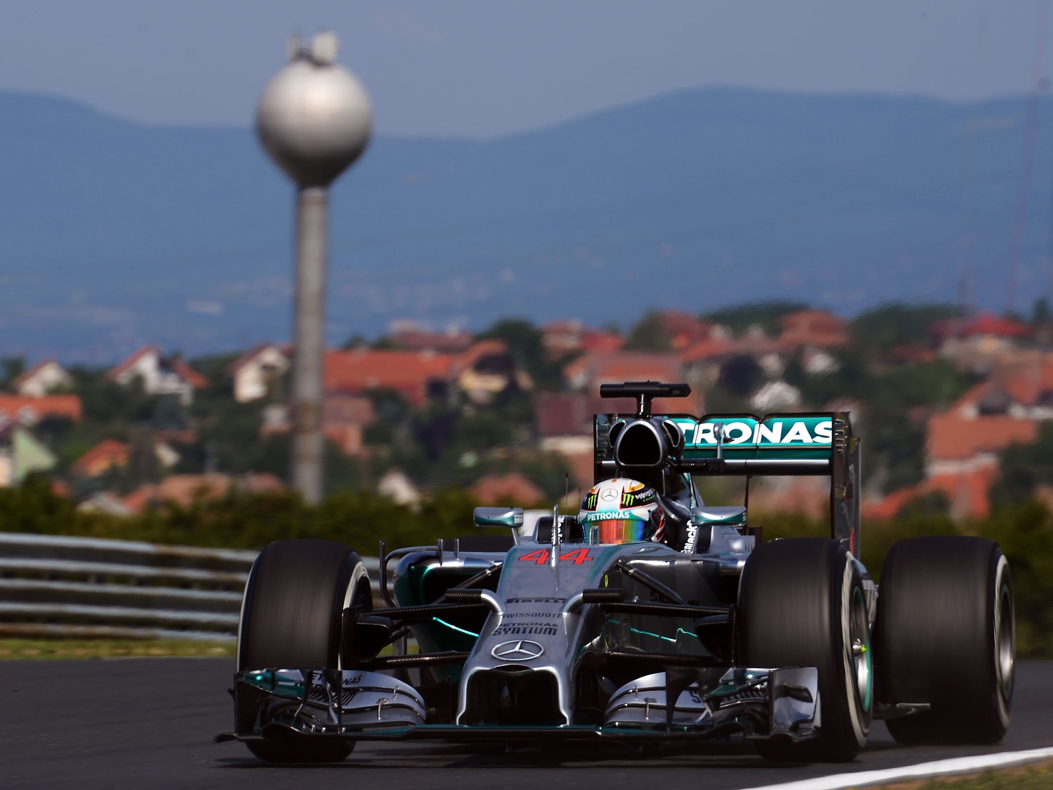 Lewis Hamilton of Great Britain and Mercedes GP drives during practice ahead of the Hungarian Formula One Grand Prix at Hungaroring