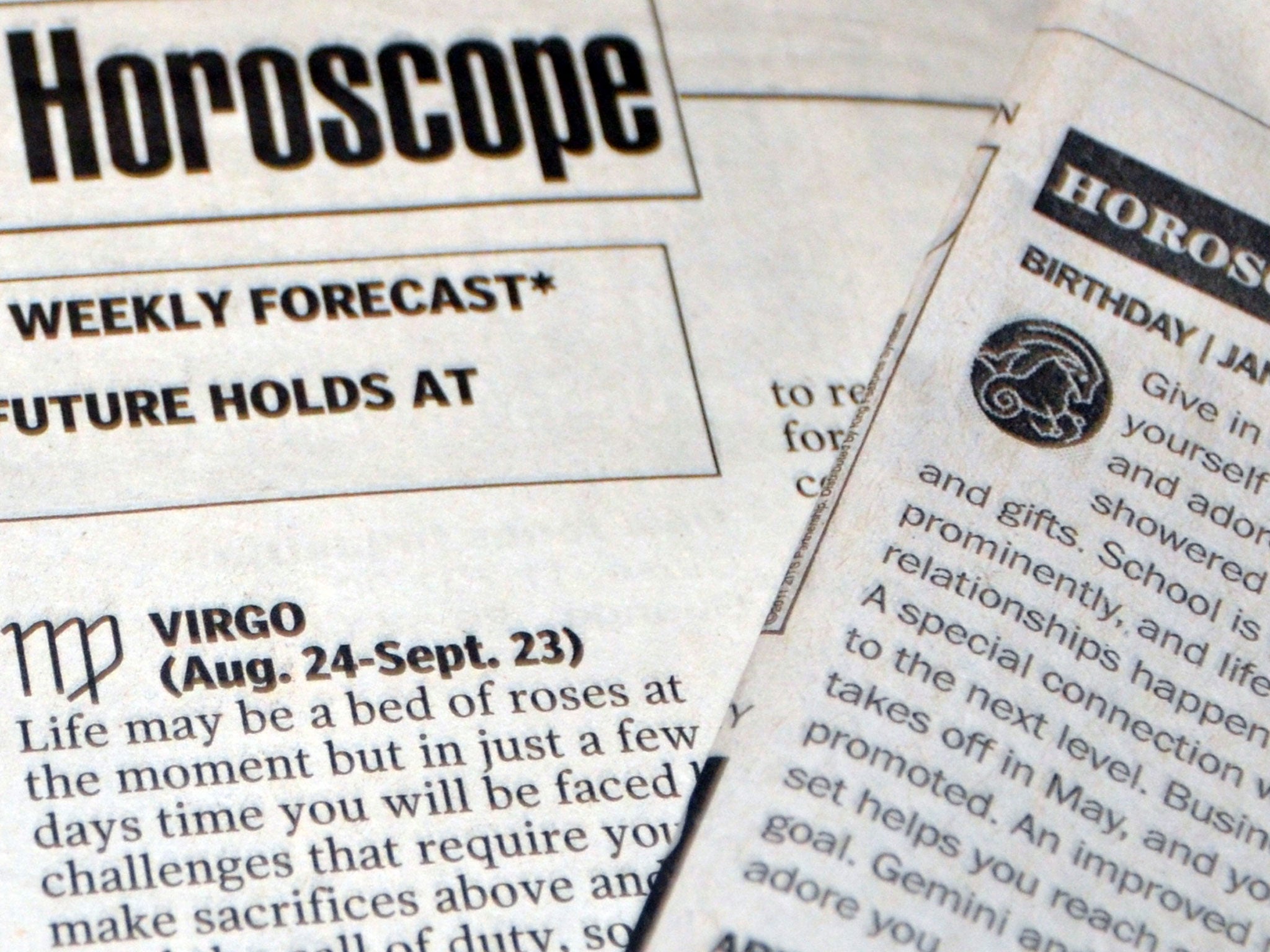 A horoscope in a US newspaper