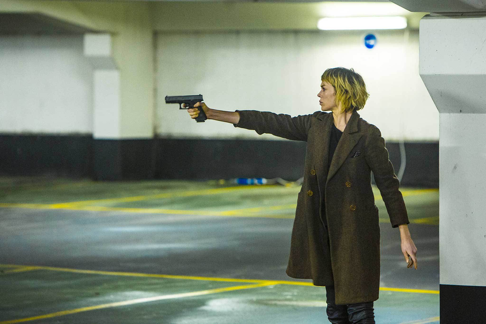 Fiona O'Shaughnessy as the gun-toting Jessica Hyde in the second series of 'Utopia'