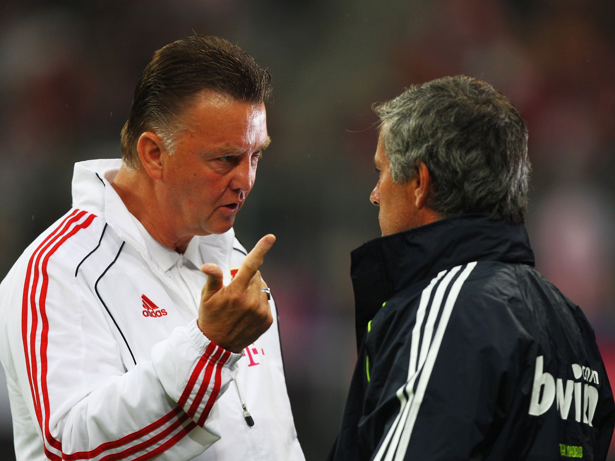 Louis van Gaal and Jose Mourinho talk during their time with Bayern Munich and Real Madrid respectively