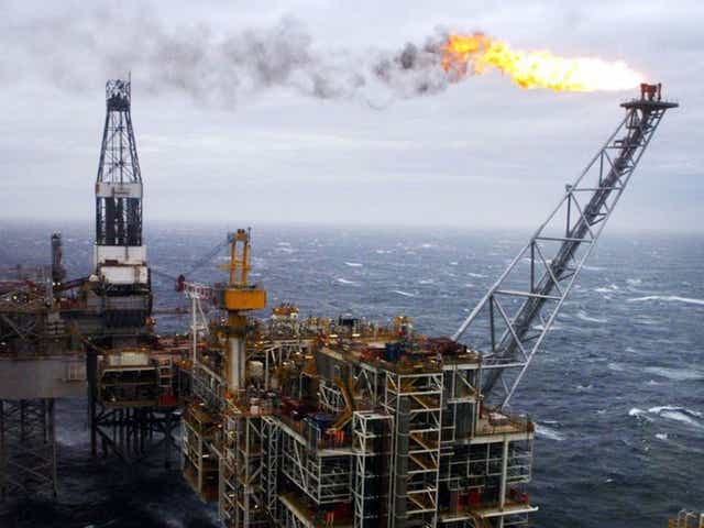 An oil rig in the North Sea 