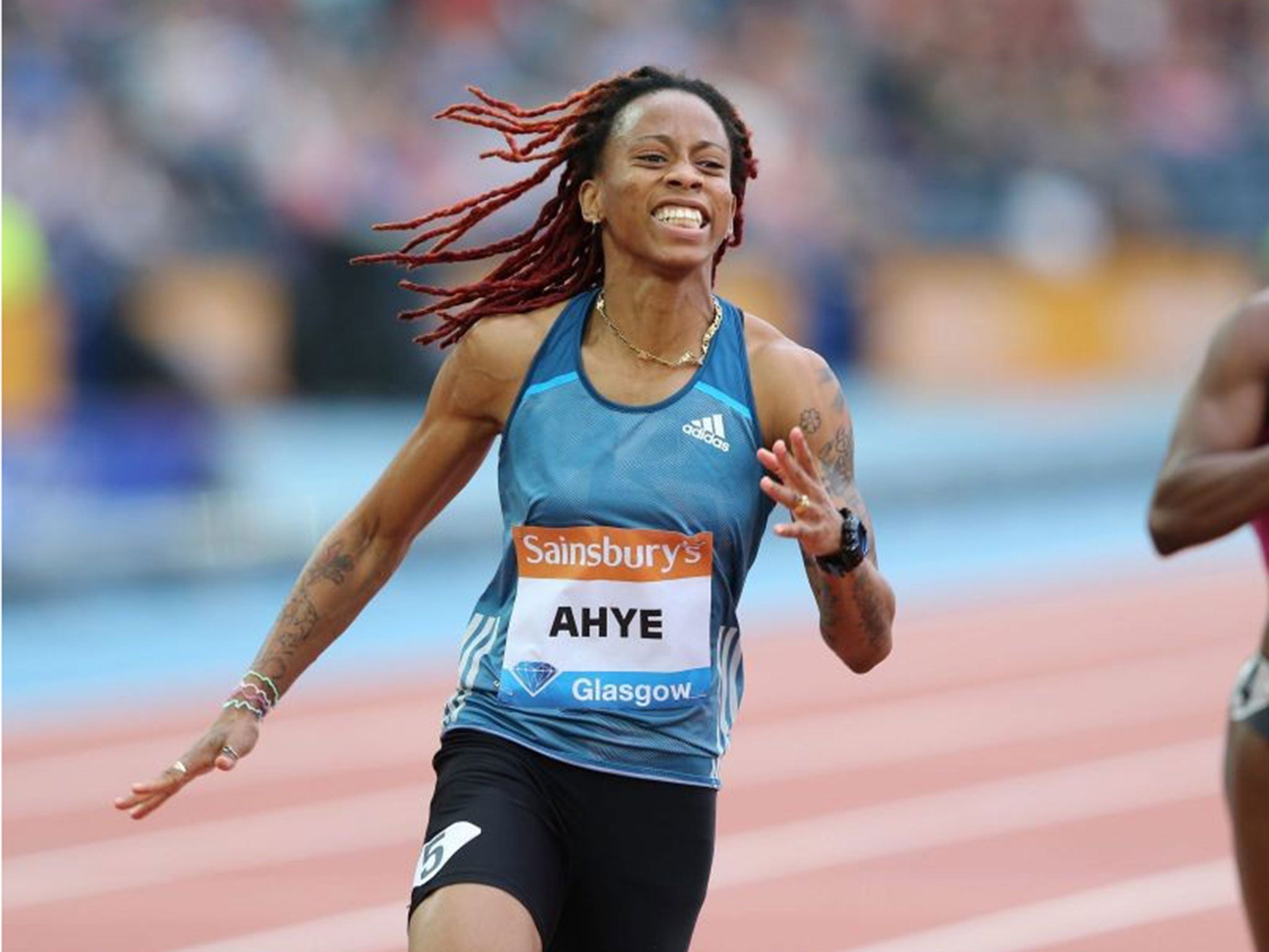 Ahye wins a women's 100m race at the IAAF Diamond League meeting at Hampden Park in Glasgow earlier this month