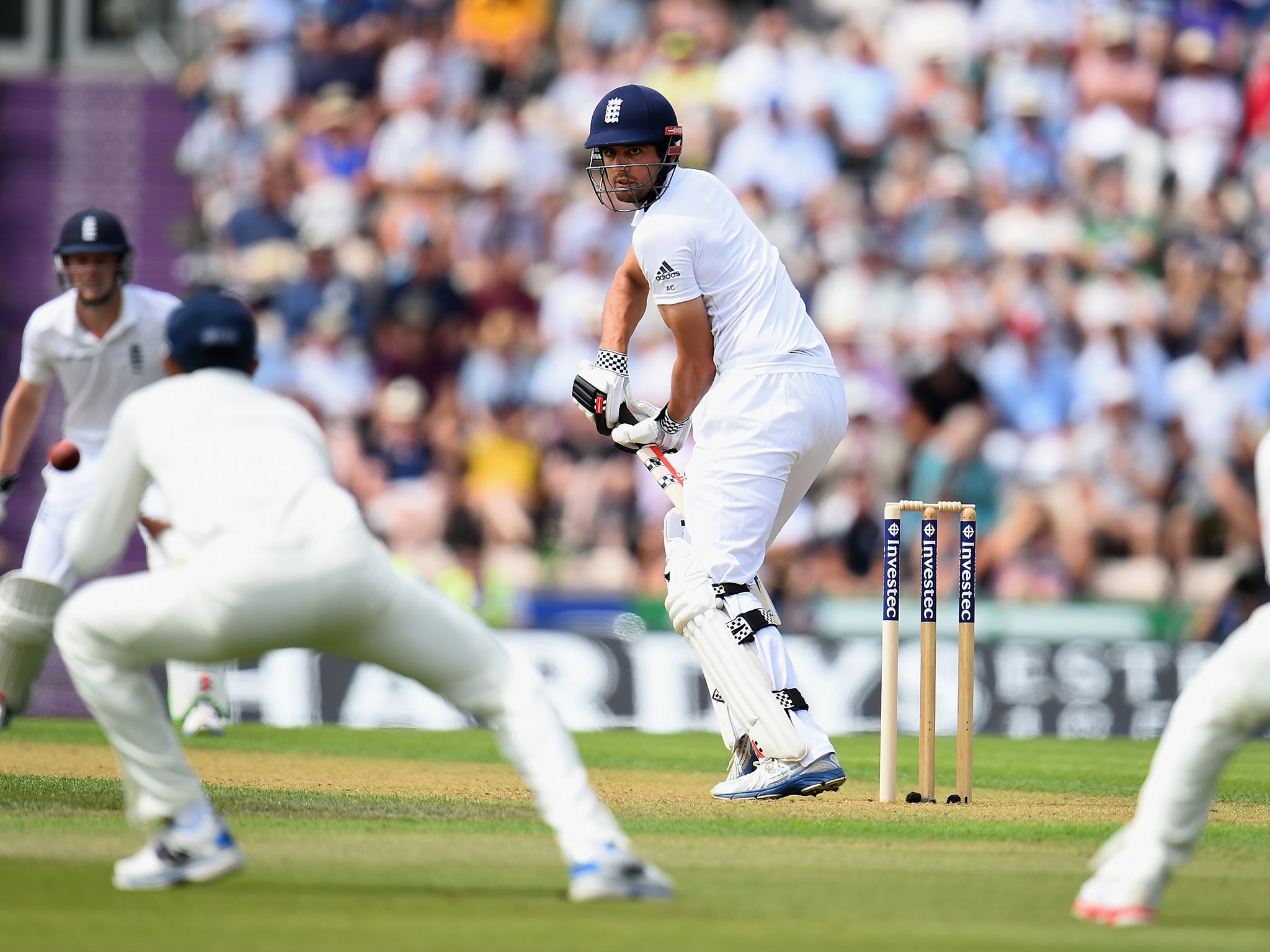 Alastair Cook in action against India in the third Test
