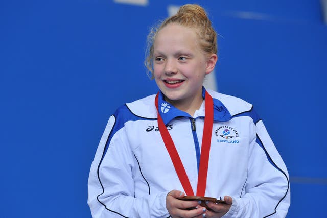 13-year-old Erraid Davies with her bronze medal at the Commonwealth Games