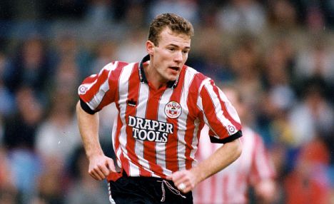 Alan Shearer in less familiar stripes