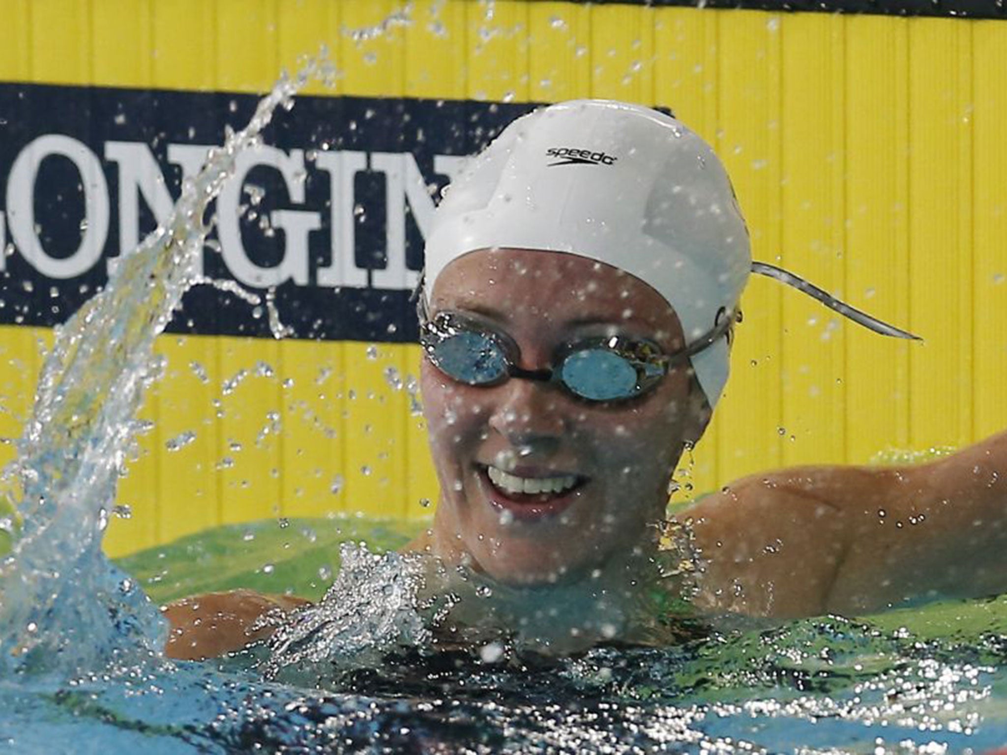 Jazz Carlin looks simply delighted after her win in the 800m freestyle final