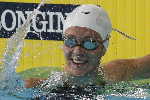 Jazz Carlin looks simply delighted after her win in the 800m freestyle final