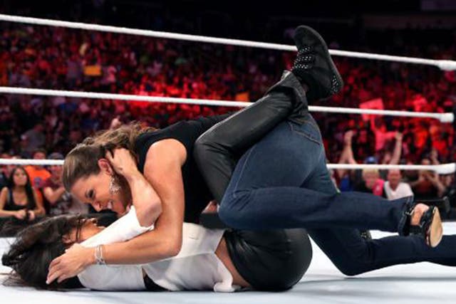 Stephanie McMahon attacks Brie Bella, with the pair set to clash at Summerslam