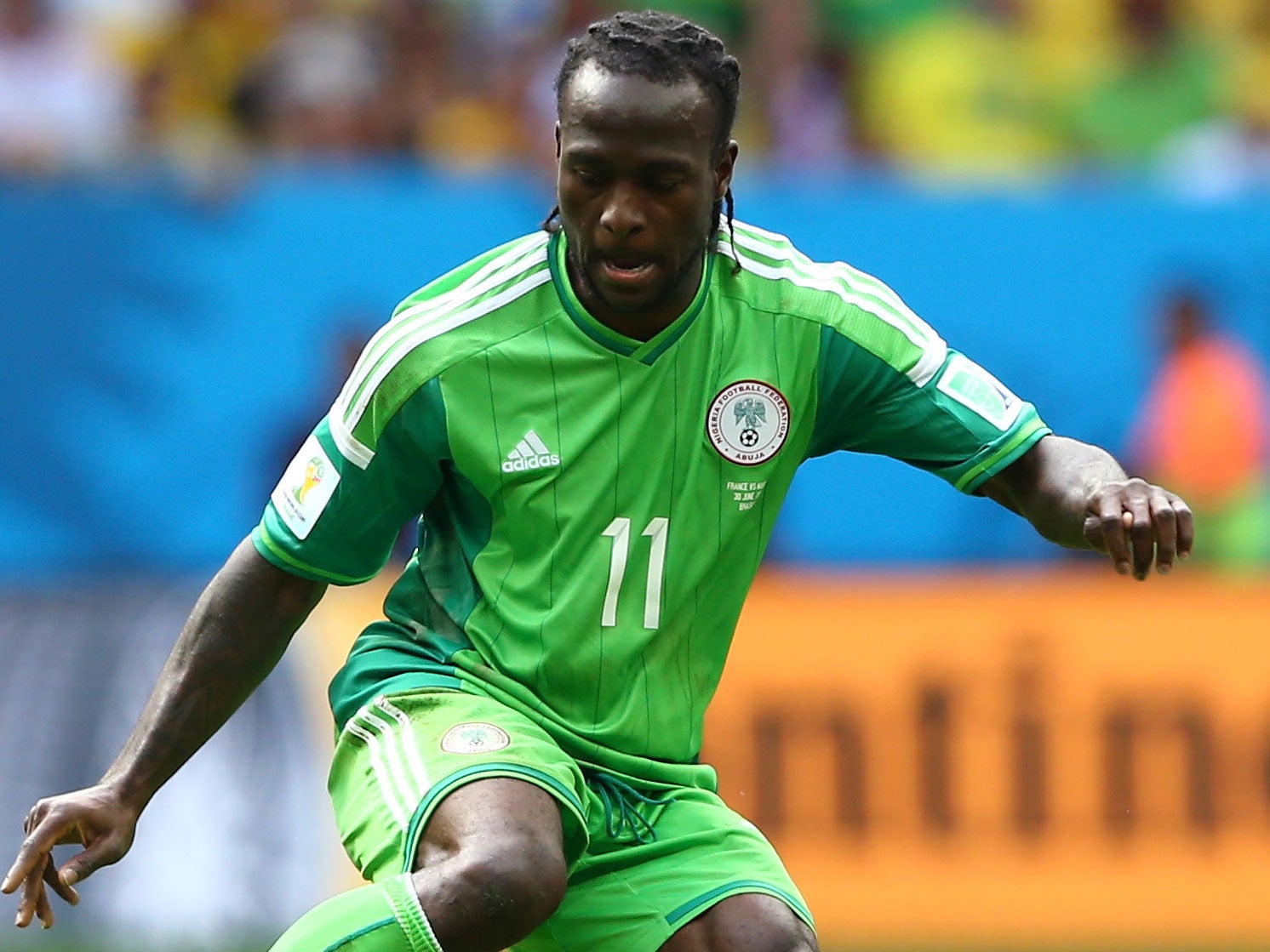 Victor Moses in action for Nigeria at the World Cup