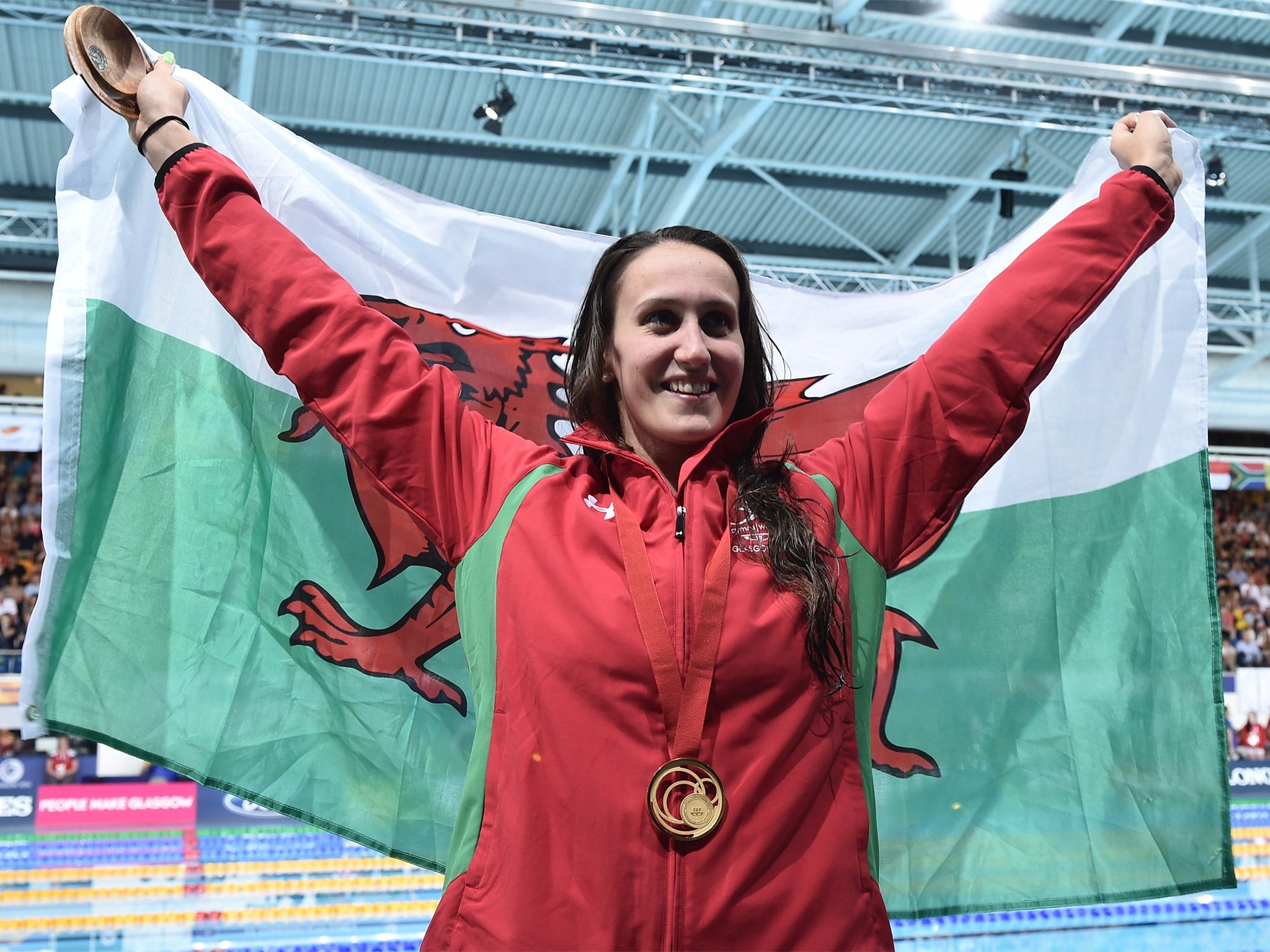 Wales’ Georgia Davies wins gold in the 50m backstroke