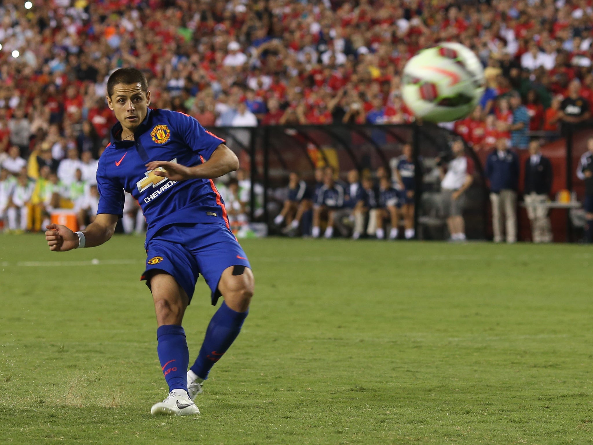 Javier Hernandez in action for Manchester United during pre-season