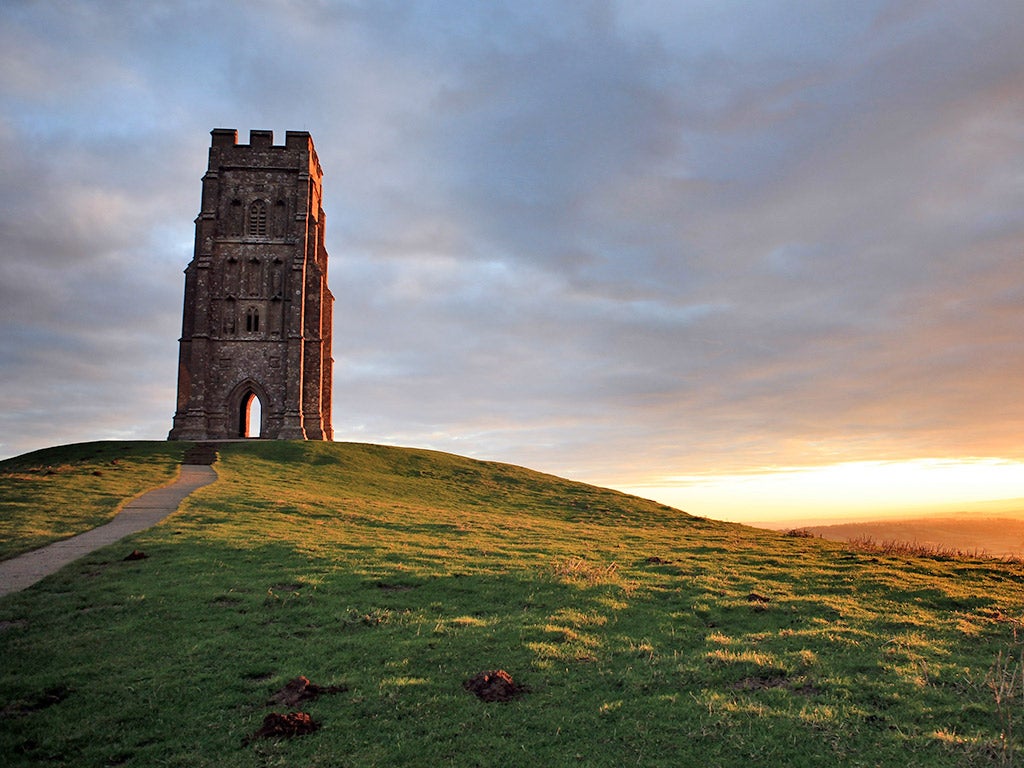The tower of St. Michael's church in Glastonbury. St. Michael ranks among the seven archangels
