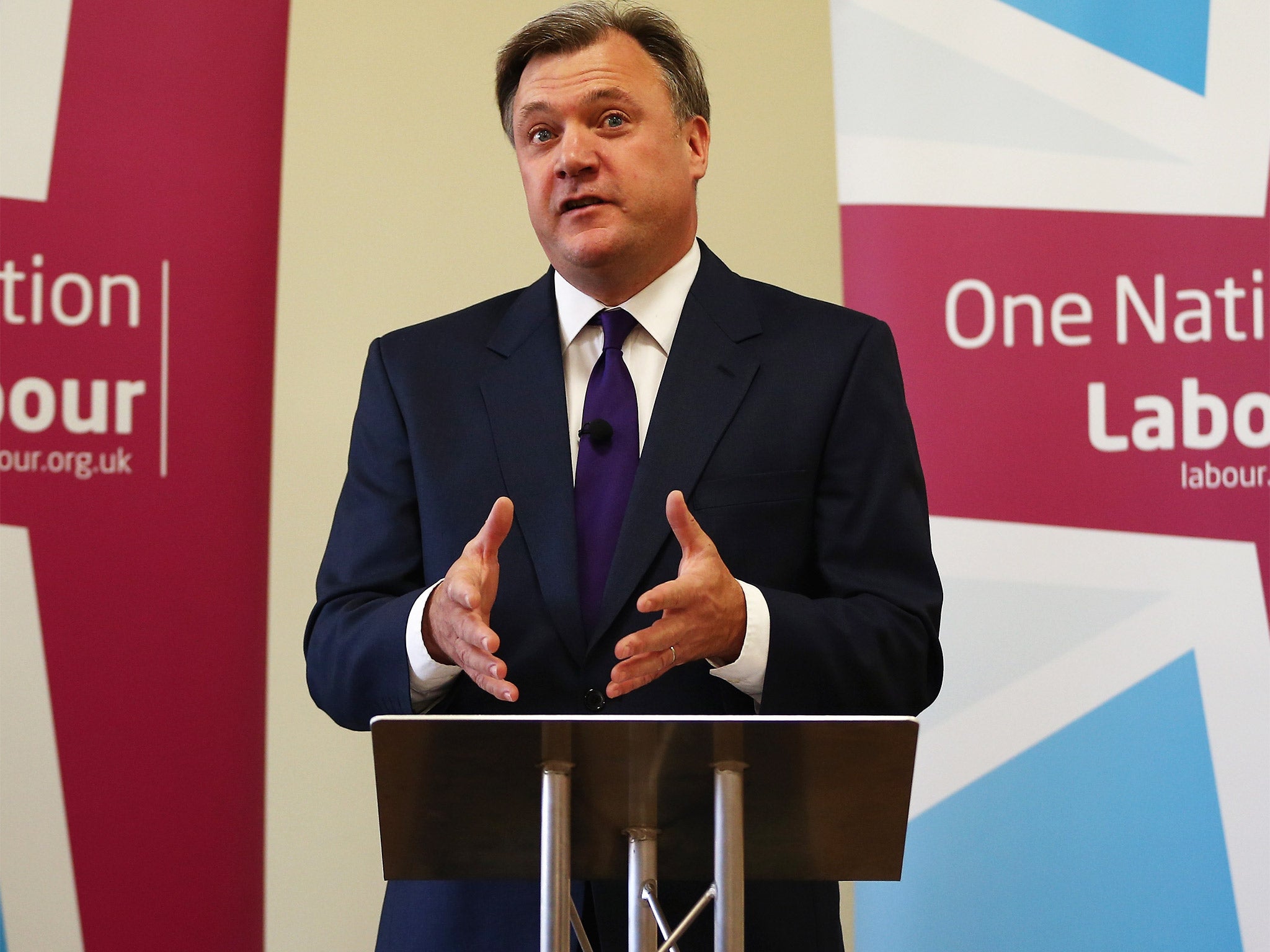 Shadow Chancellor Ed Balls delivers a speech at a business centre in Bedford (Getty)