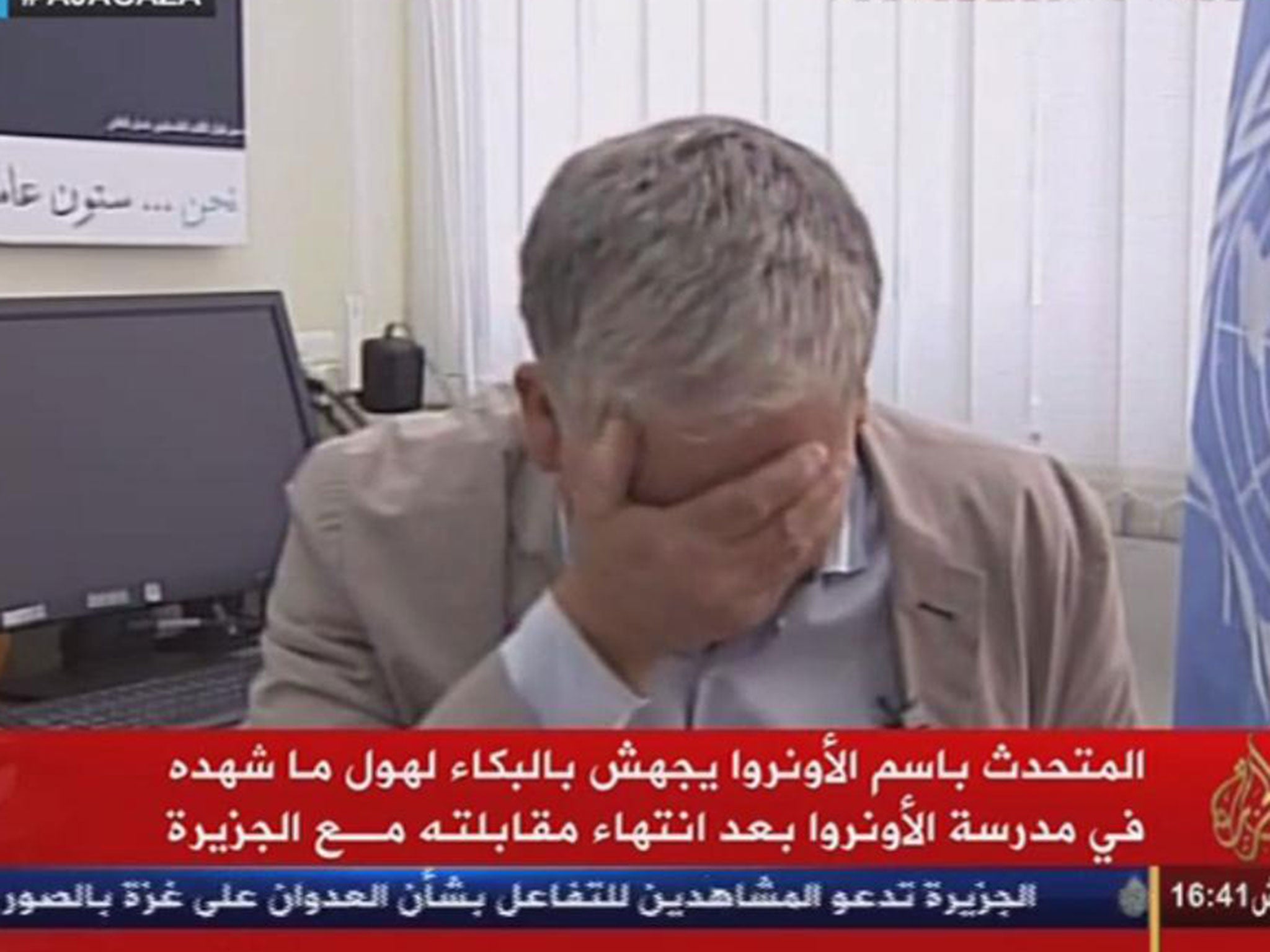 The moment Chris Gunness broke down shortly after an interview with Al Jazeera