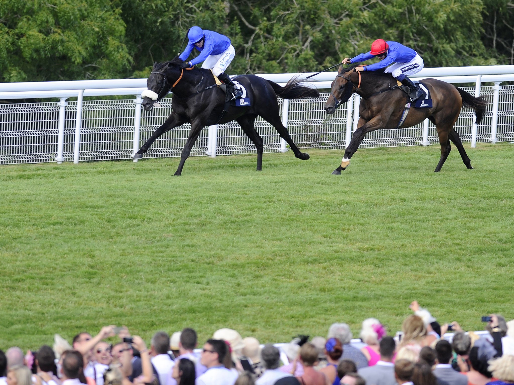 Ireland’s Kieren Fallon rides the Godolphin-trained horse
Cavalryman to victory in the Goodwood Cup yesterday