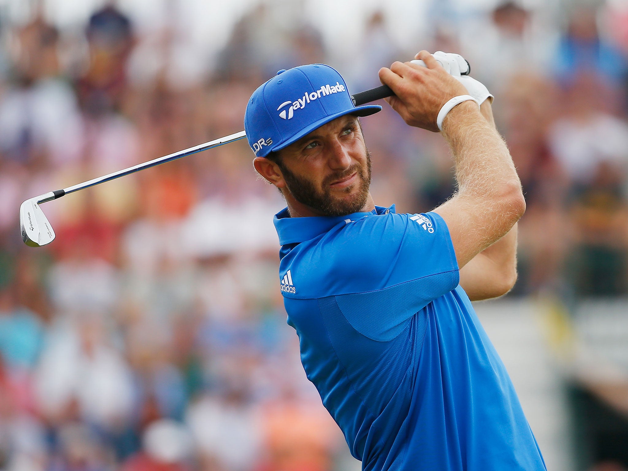 Dustin Johnson in action during the Open Championship