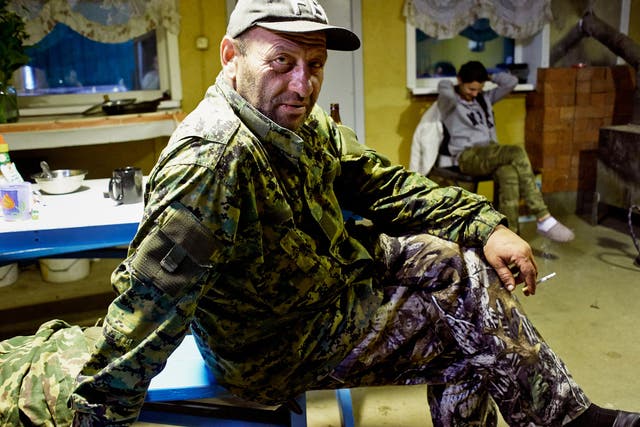 A Russian hunter at the Medved bear-hunting lodge in Siberia