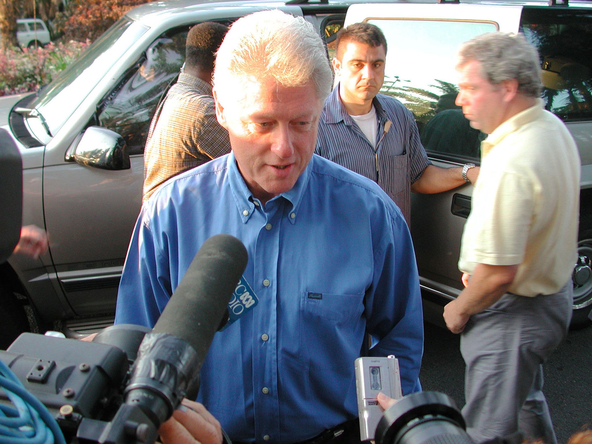Former U.S. President Bill Clinton speaks with the media
during a press conference September 12, 2001