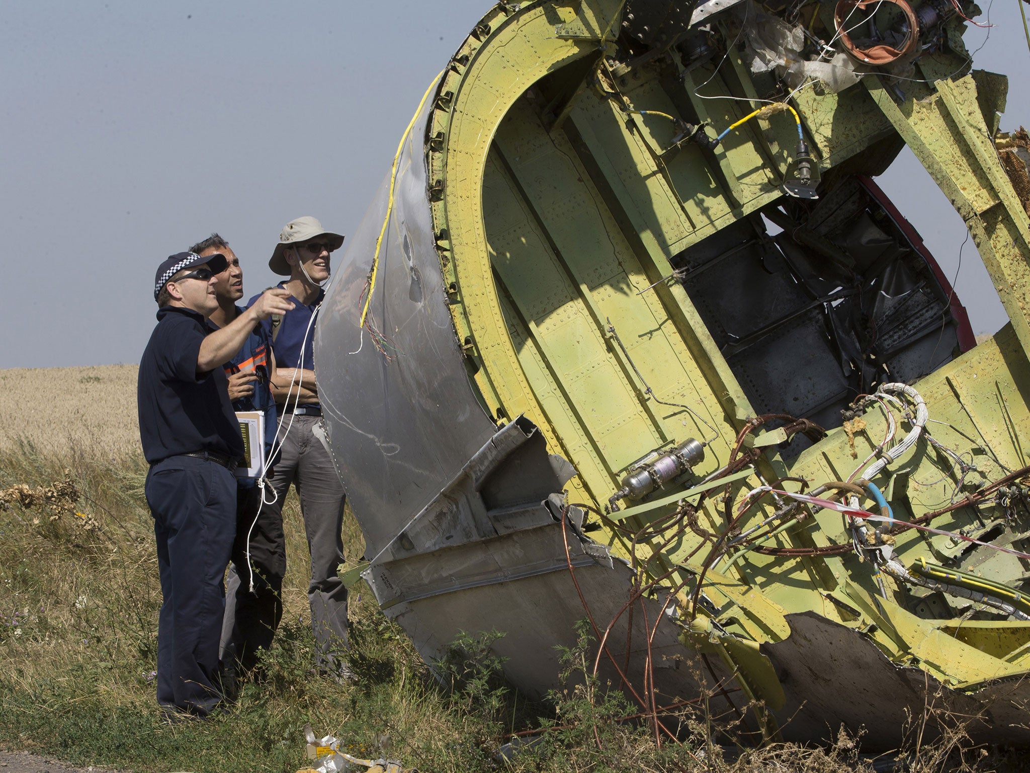 International experts examine wreckage yesterday