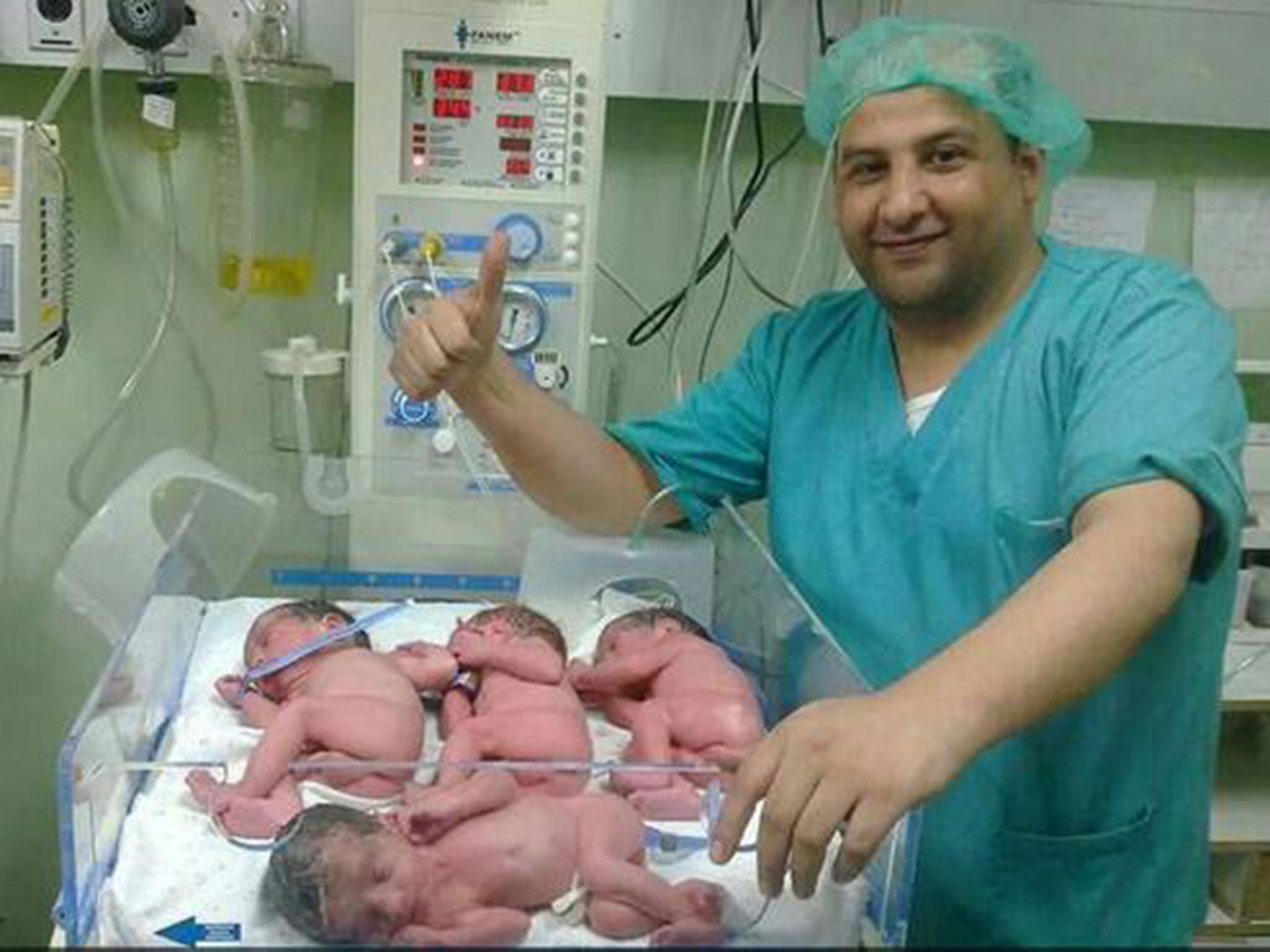 Dr Bassel Abuward posted this picture of the quadruplets shortly after their birth