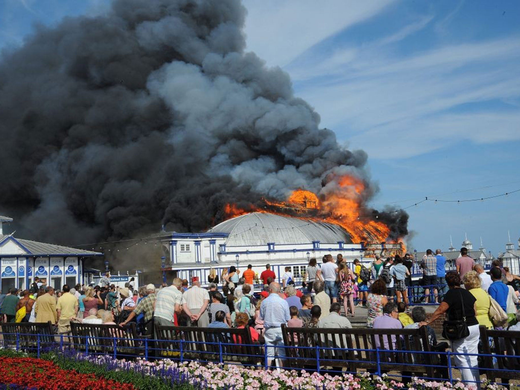 Eastbourne pier ablaze earlier this week
