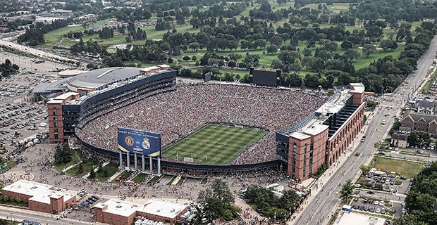 An aerial view of the Michigan Stadium
