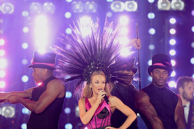 Kylie performs during the 2014 Commonwealth Games Closing Ceremony at Hampden Park, Glasgow
