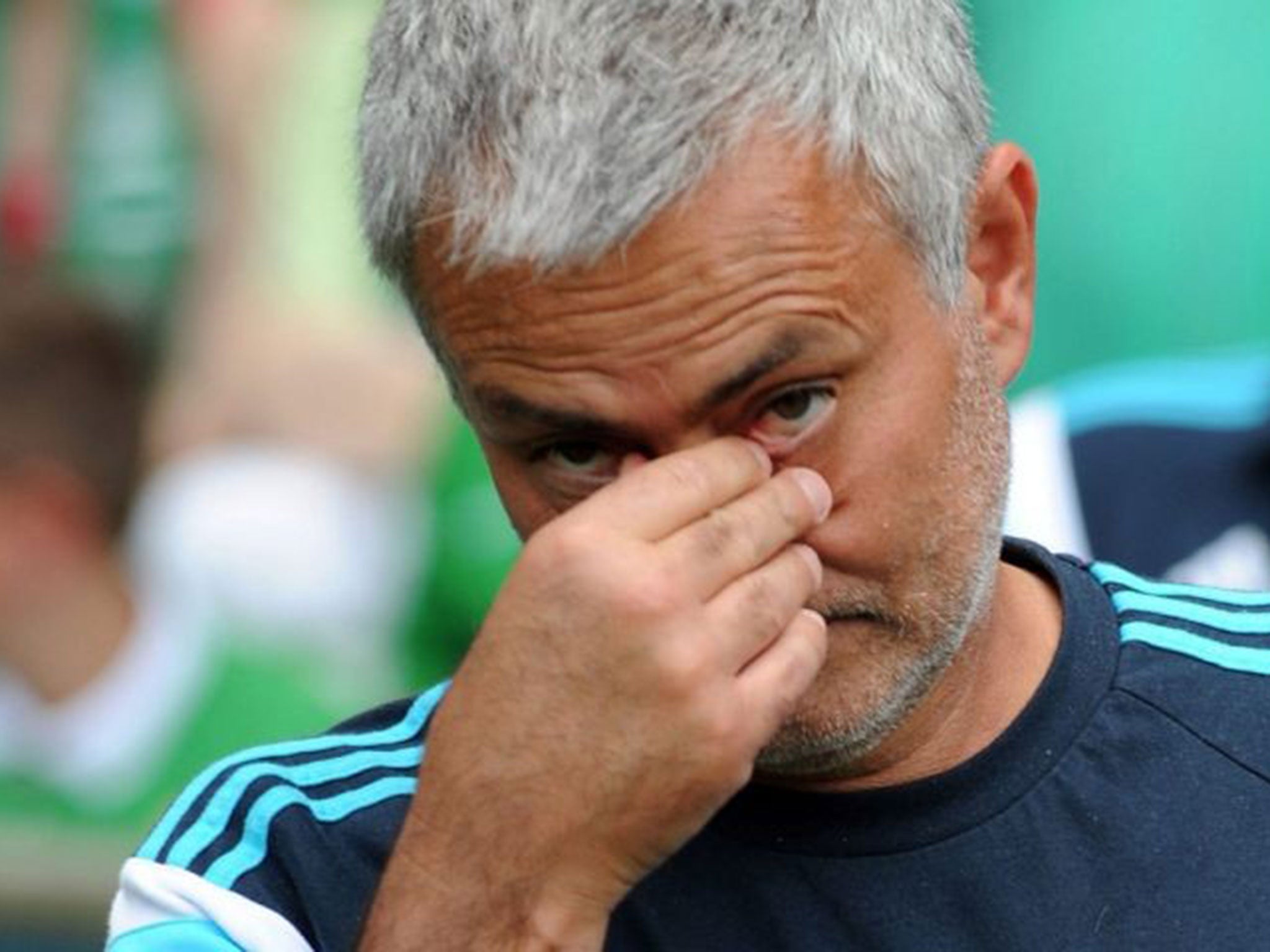 Jose Mourinho reacts during Chelsea's 3-0 defeat to Werder Bremen