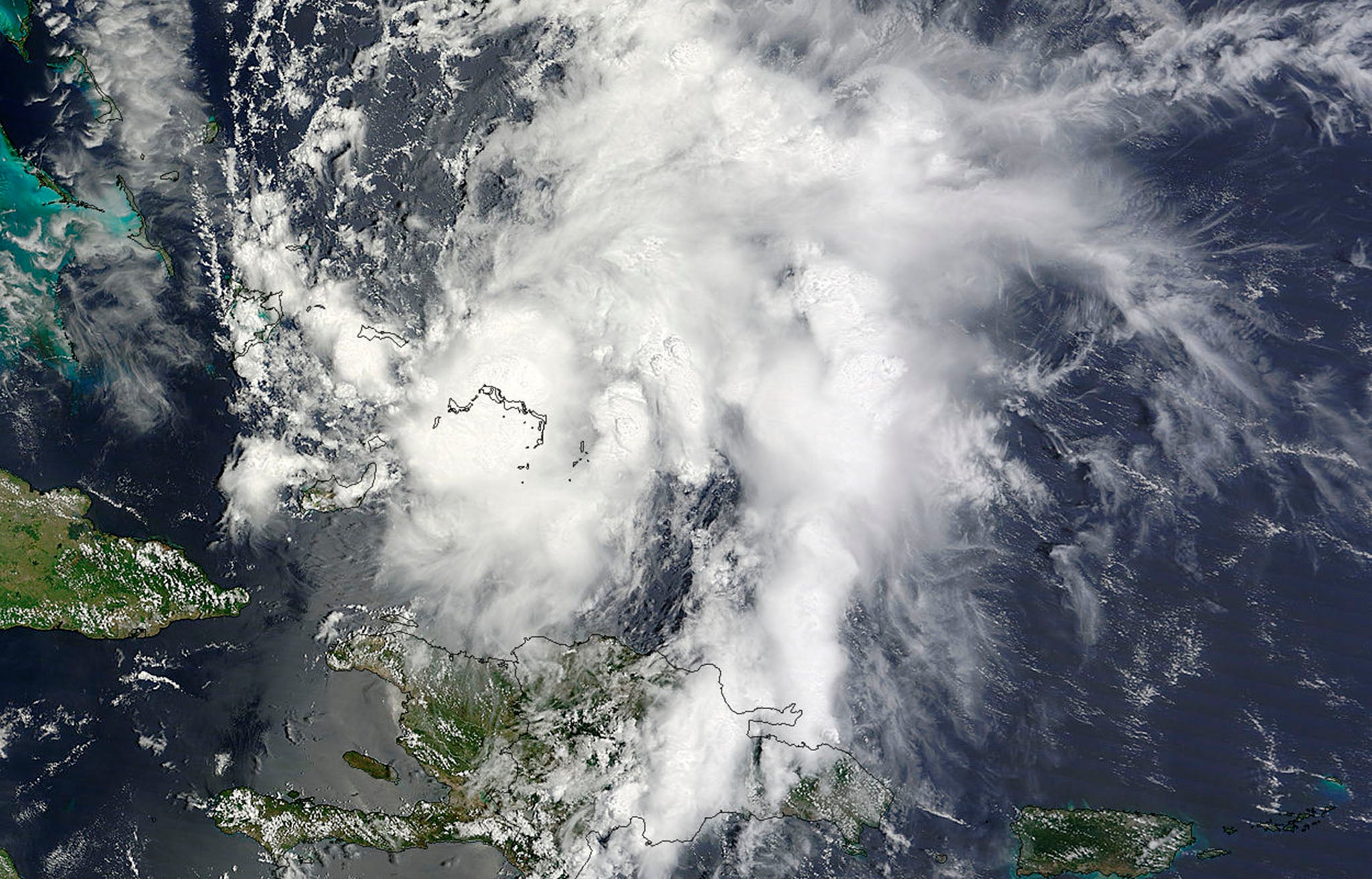 A Nasa satellite image of Hurricane Bertha sweeping over the Caribbean