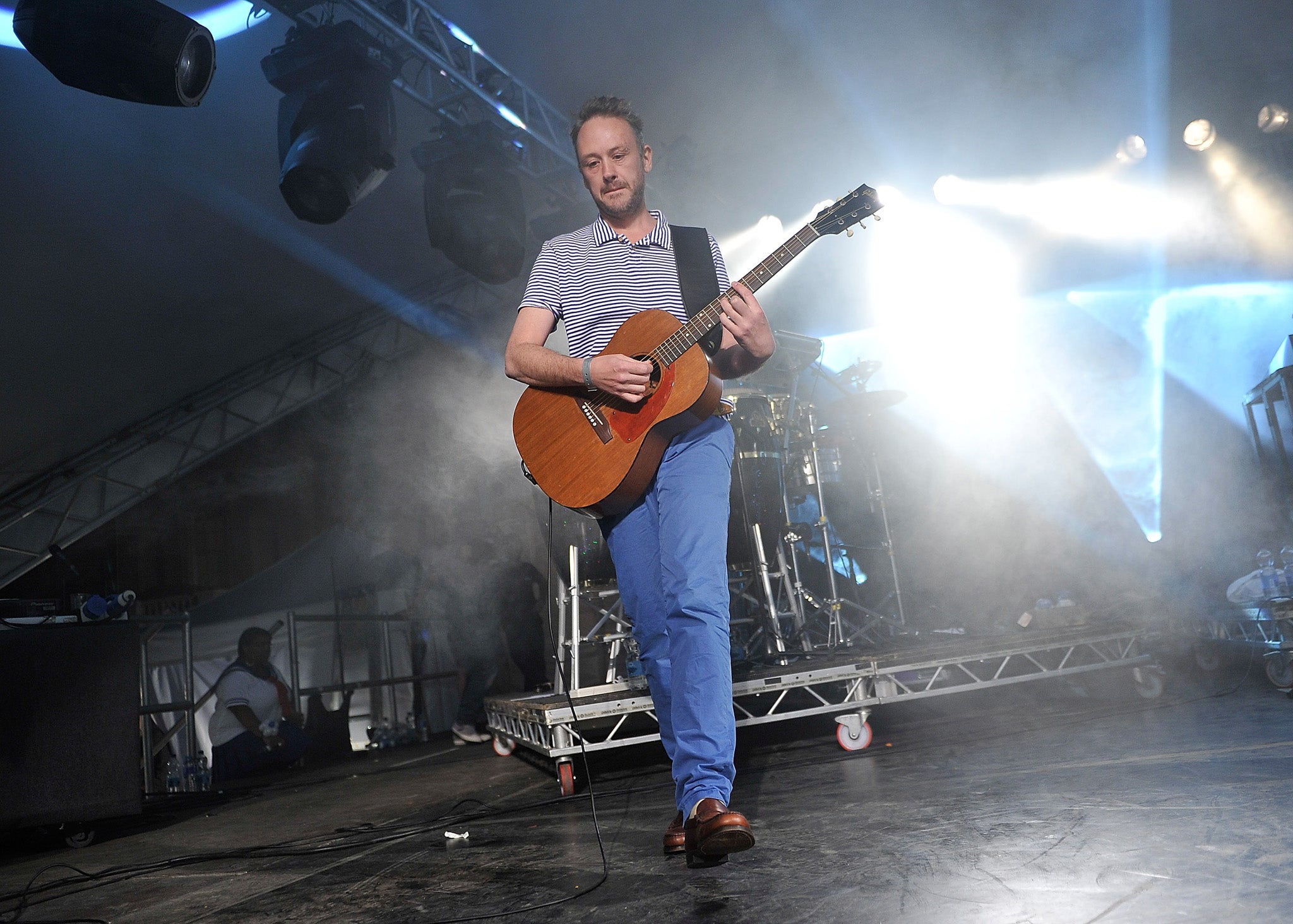 Simon Ratcliffe of Basement Jaxx performs on stage in Chiswick, west London