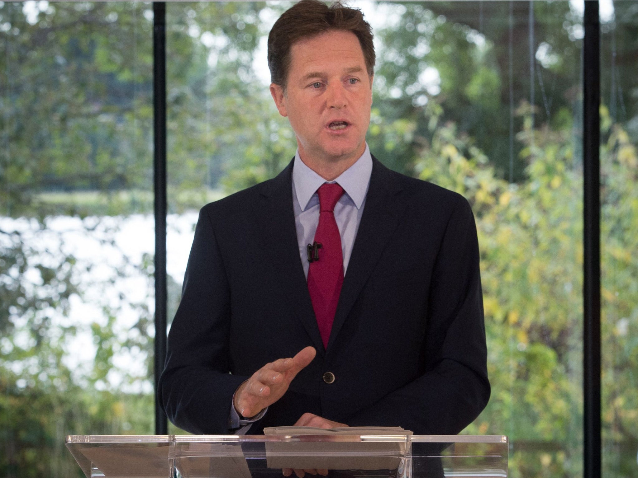 Nick Clegg makes a speech on immigration at the Redmond Community Centre in Manor House, north London