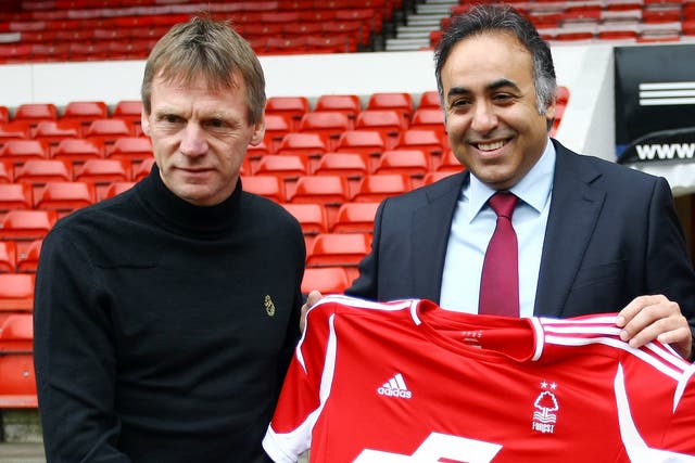 Stuart Pearce is unveiled as Forest manager by owner Fawaz al-Hasawi in happier times at the City Ground