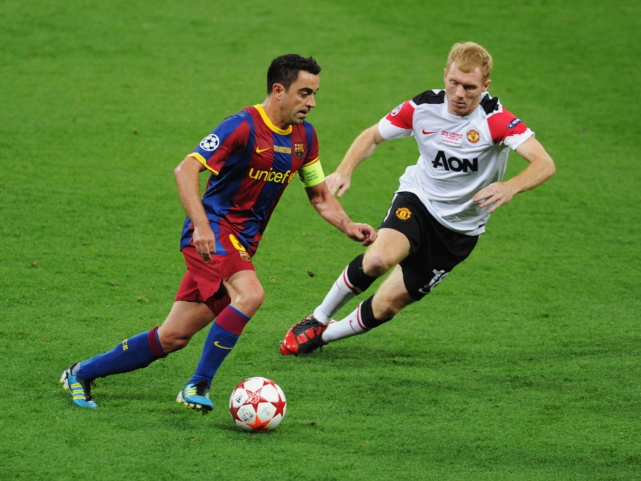 Xavi has said the 'one small regret' of his career is not playing with Paul Scholes