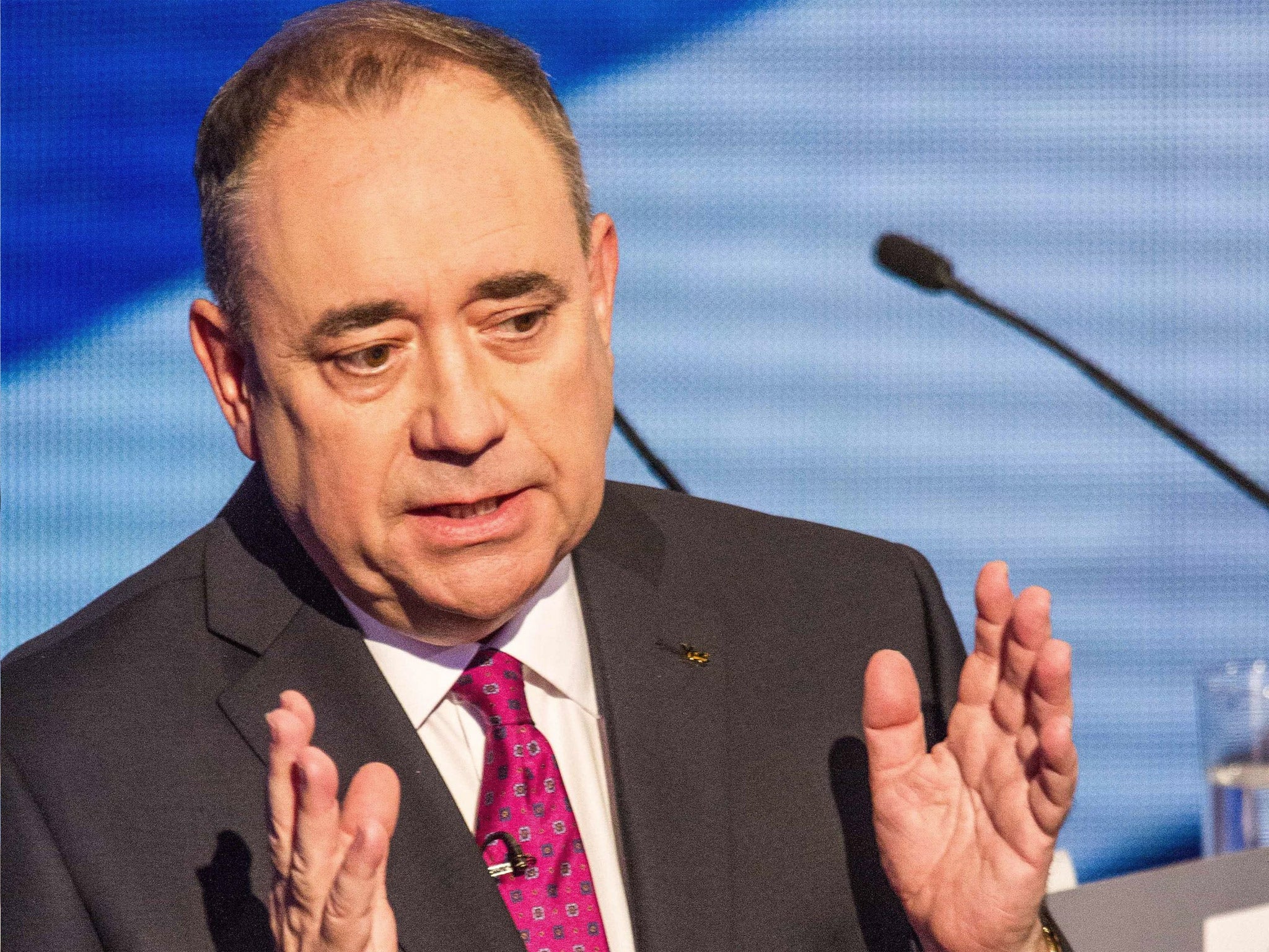 Alex Salmond makes a point during the debate