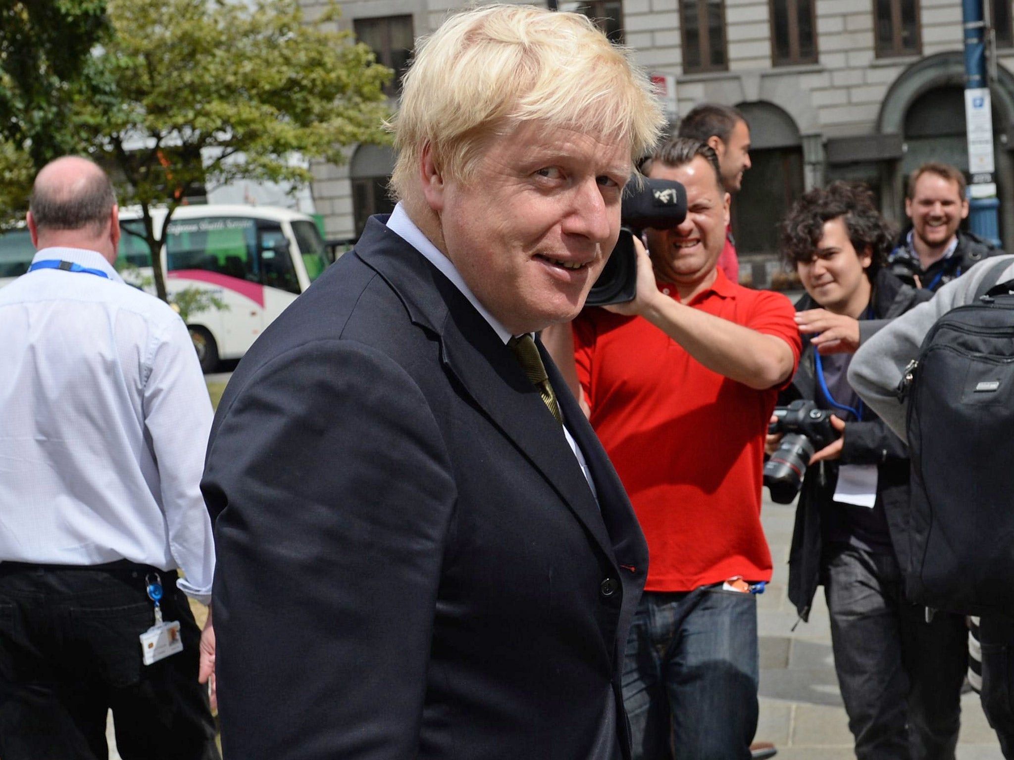 Boris Johnson in London following his confirmation that 'in all probability' he will seek to stand at the general election