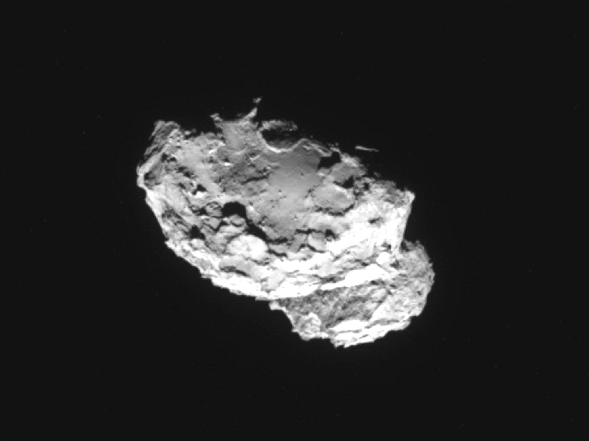 Comet 67P/Churyumov-Gerasimenko seen from a distance of 150 miles