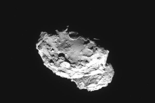 Comet 67P/Churyumov-Gerasimenko seen from a distance of 150 miles