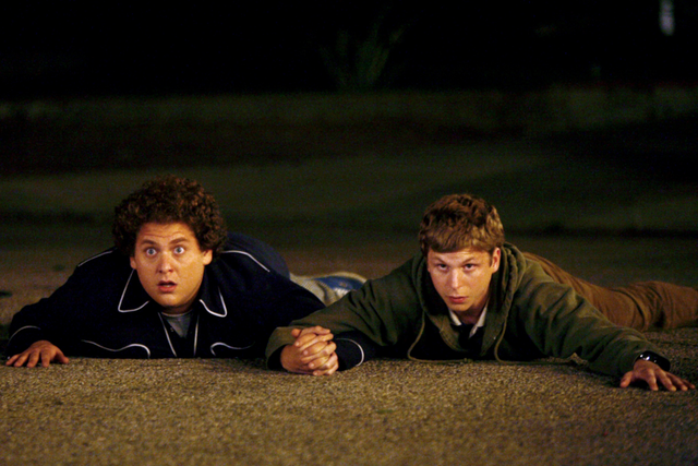 <p>Jonah Hill and Michael Cera as Seth and Evan in Seth Rogen's Superbad</p>