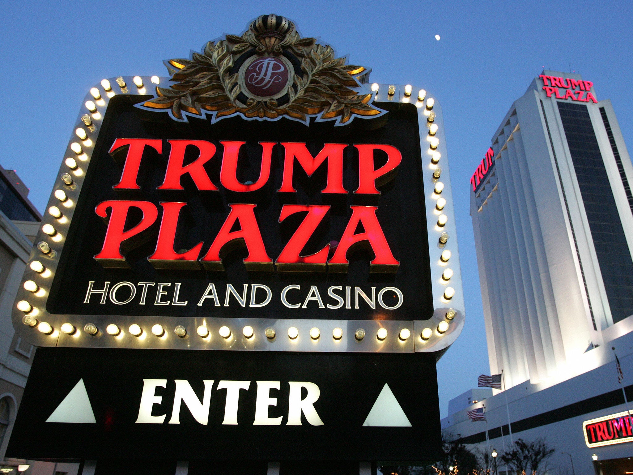 Donald Trump owns only a small stake in the Trump Plaza Hotel and Casino’s parent company in Atlantic City, New Jersey