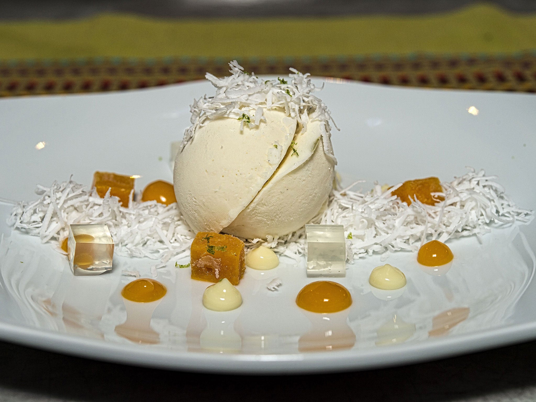 A coconut ice cream with mango and coconut jelly (AFP/Getty Images)