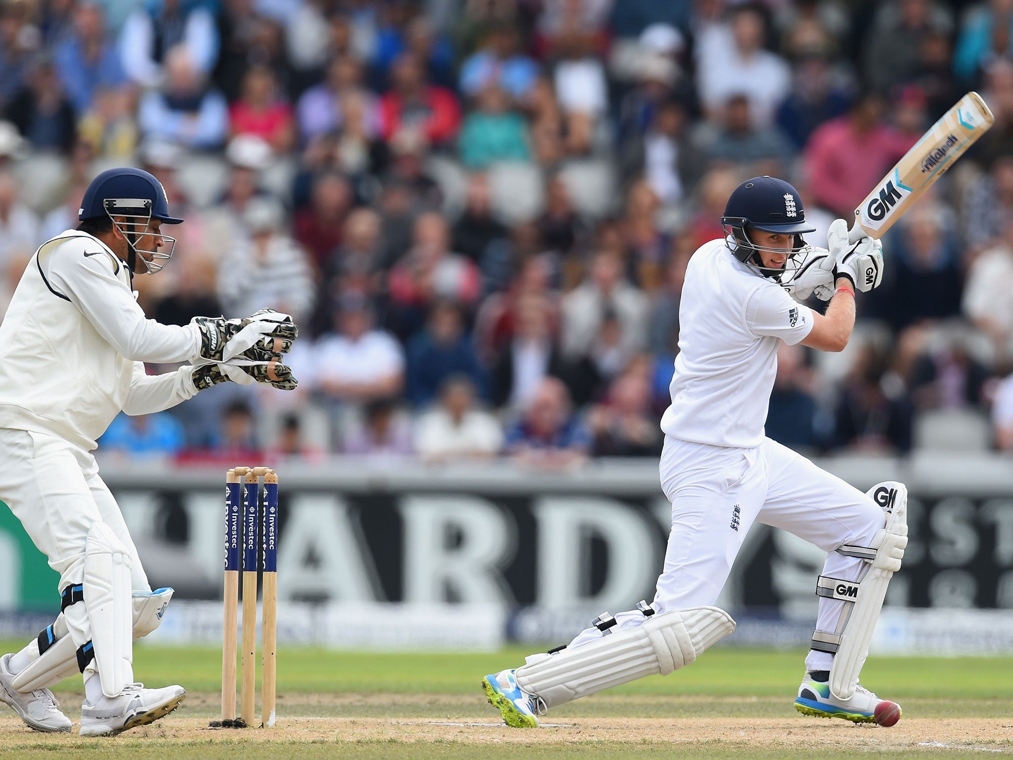 Joe Root on his way to 70 in the first innings of the fourth Test against India