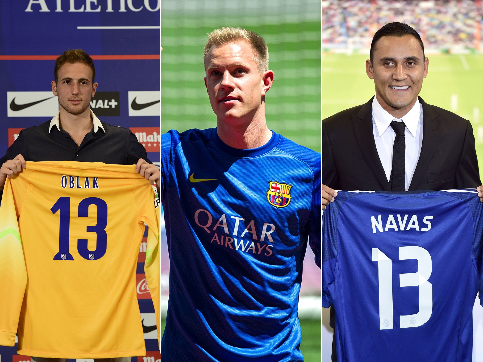 The new boys: Atletico Madrid's Jan Oblak, Barcelona's Marc Andre ter-Stegen and Real Madrid's Keylor Navas