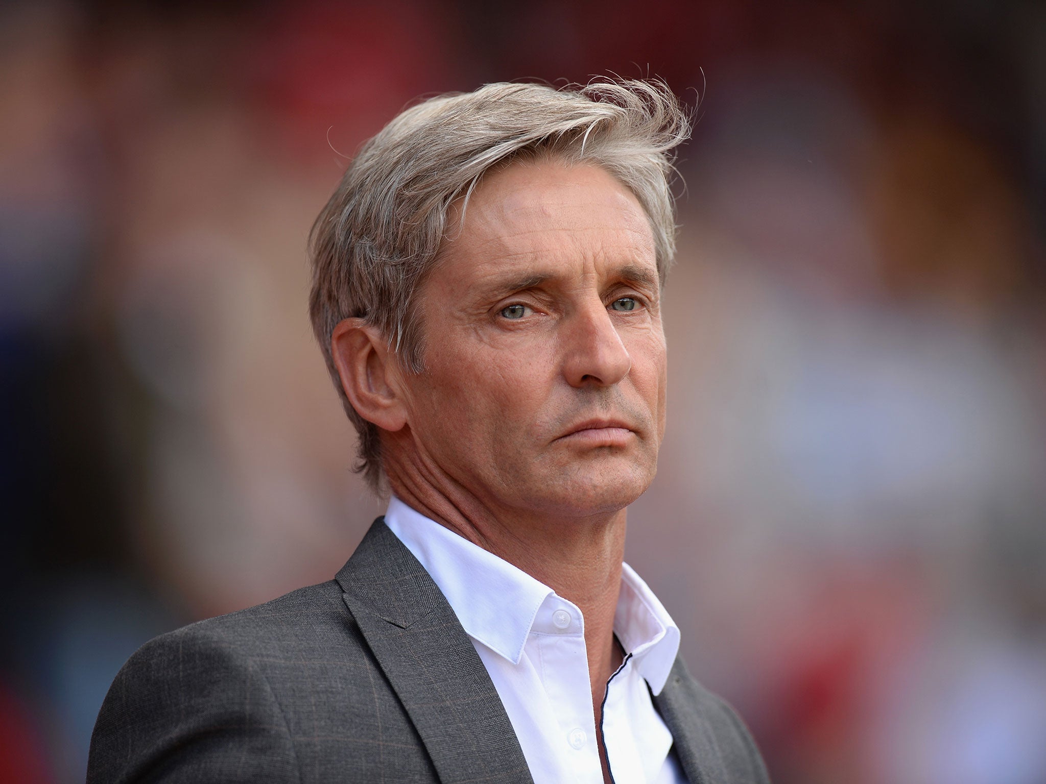 Jose Riga on the sidelines during Blackpool's Championship match against Nottingam Forest