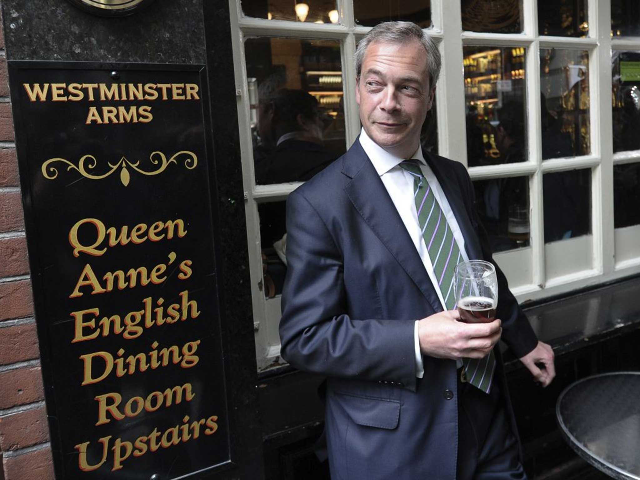 Nigel Farage outside the Westminster Arms