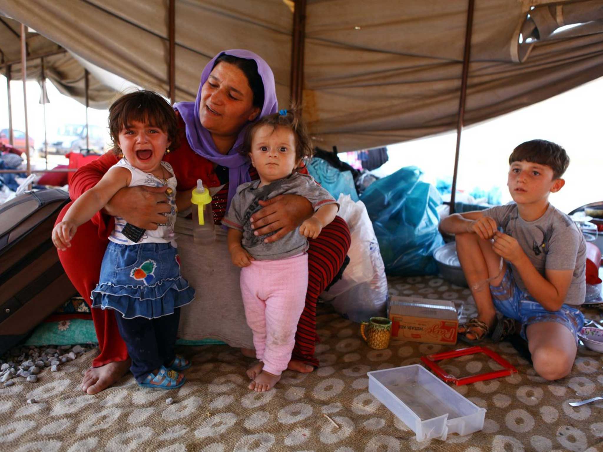 A refugee Yazidi family