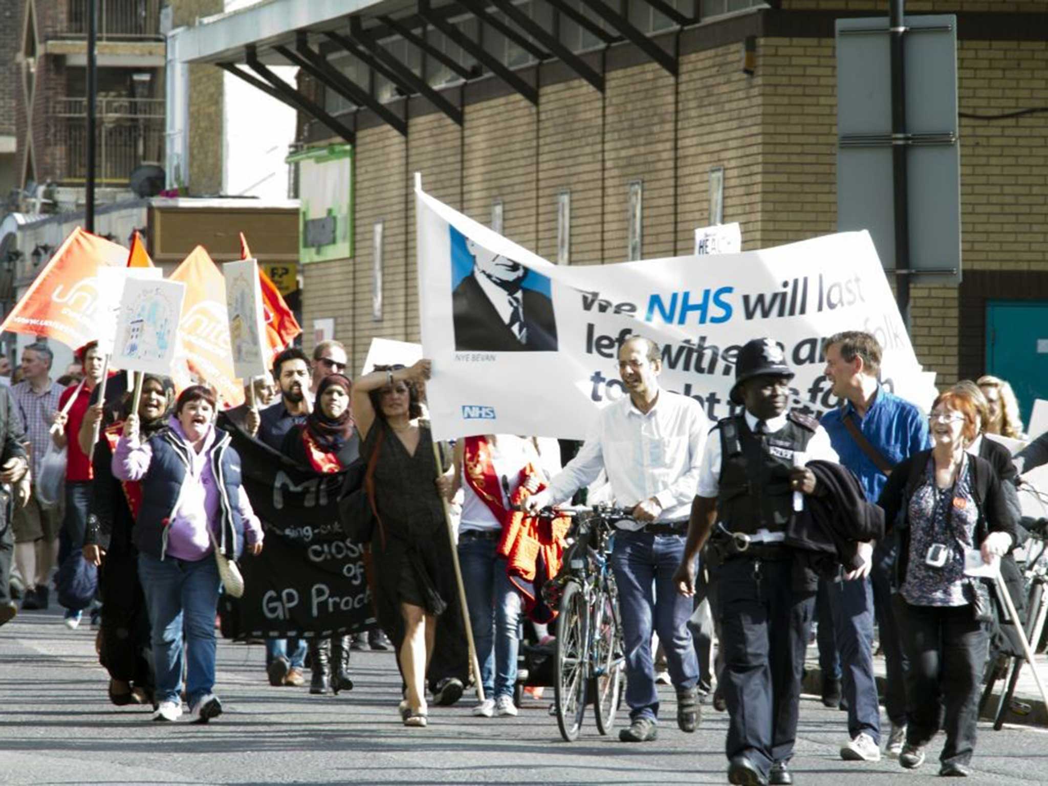 GPs protest in east London at the closure of surgeries