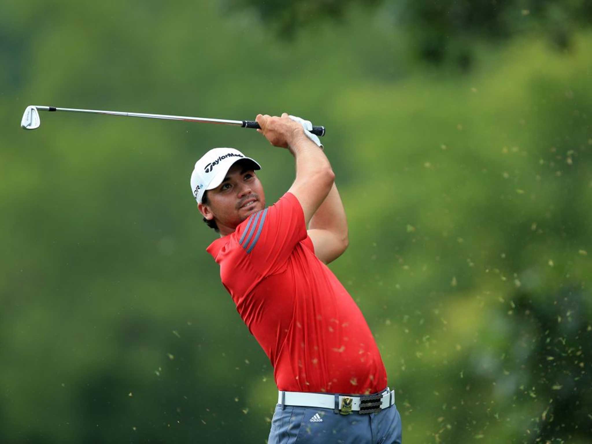 Jason Day of Australia hits his tee shot on the eighth hole (Getty Images)