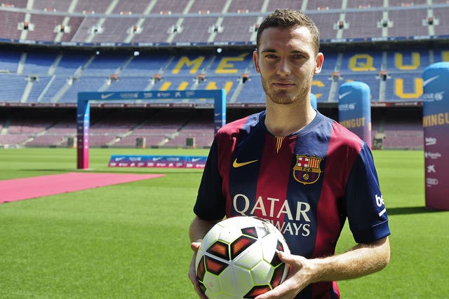 Thomas Vermaelen during his unveiling at the Nou Camp last year