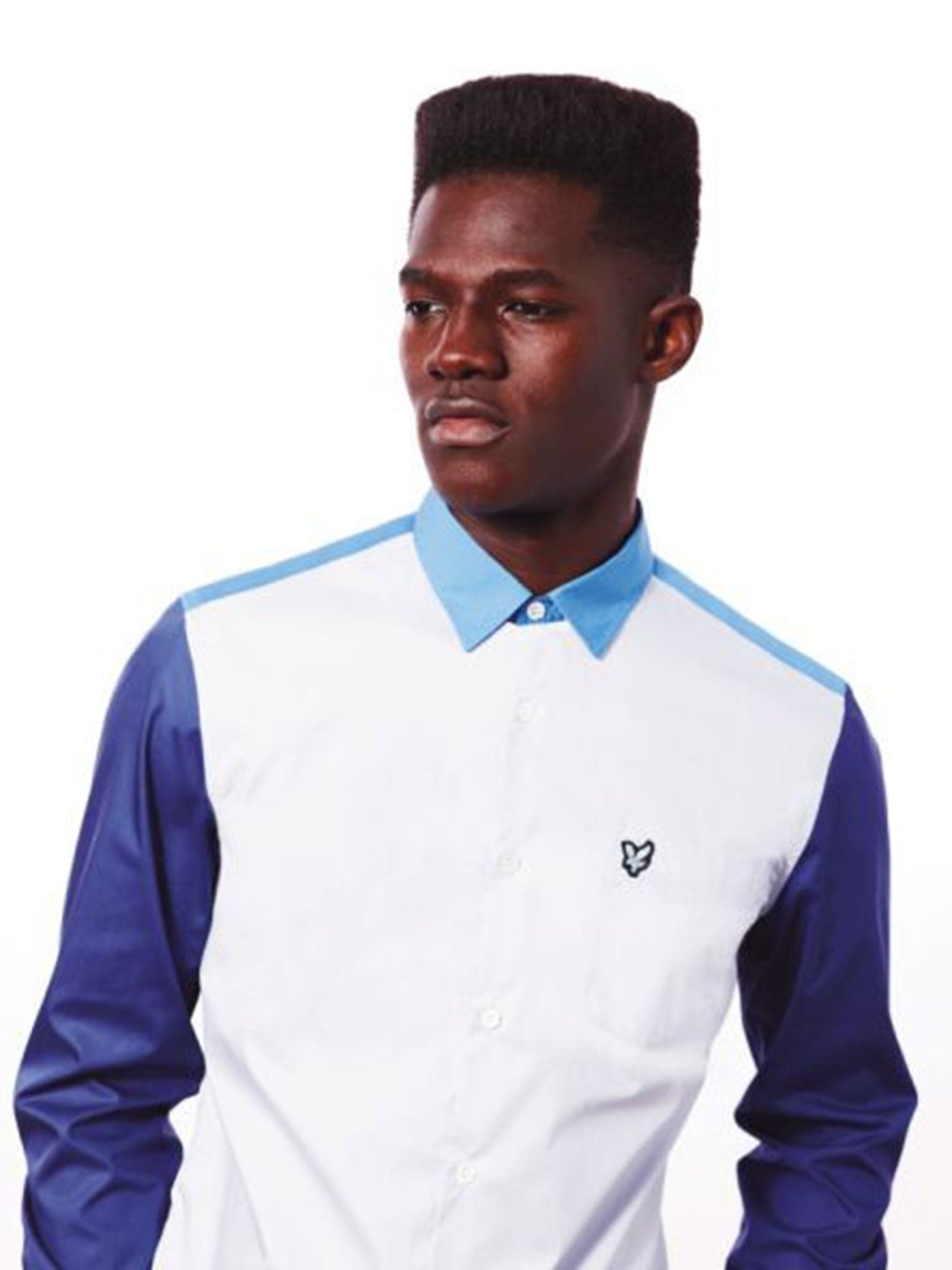 Jonathan Saunders for Lyle &amp; Scott white and blue shirt, £135